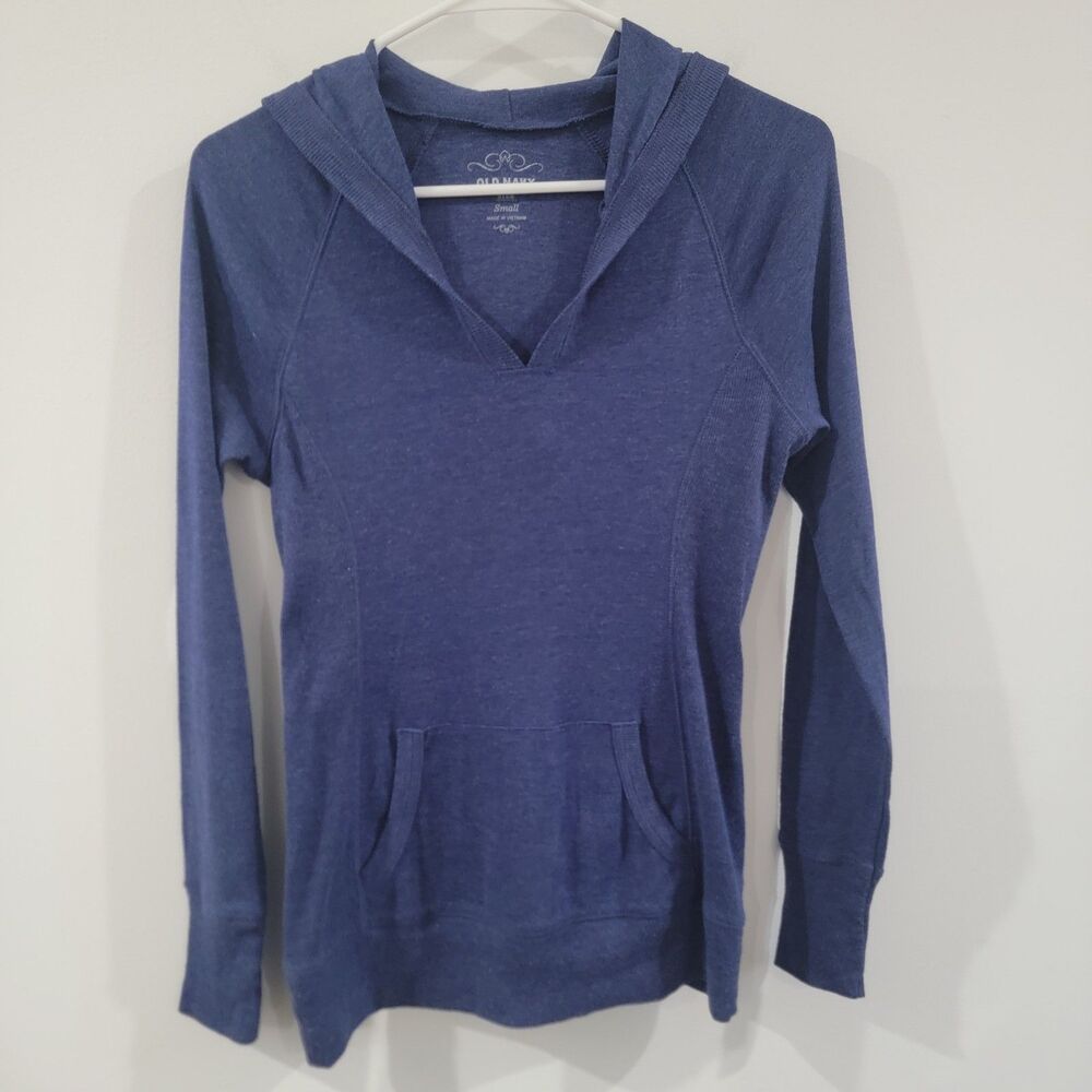 Y2K‎ Vintage Old Navy Womens Top Size Small Blue Hooded Fitted Preppy Elana